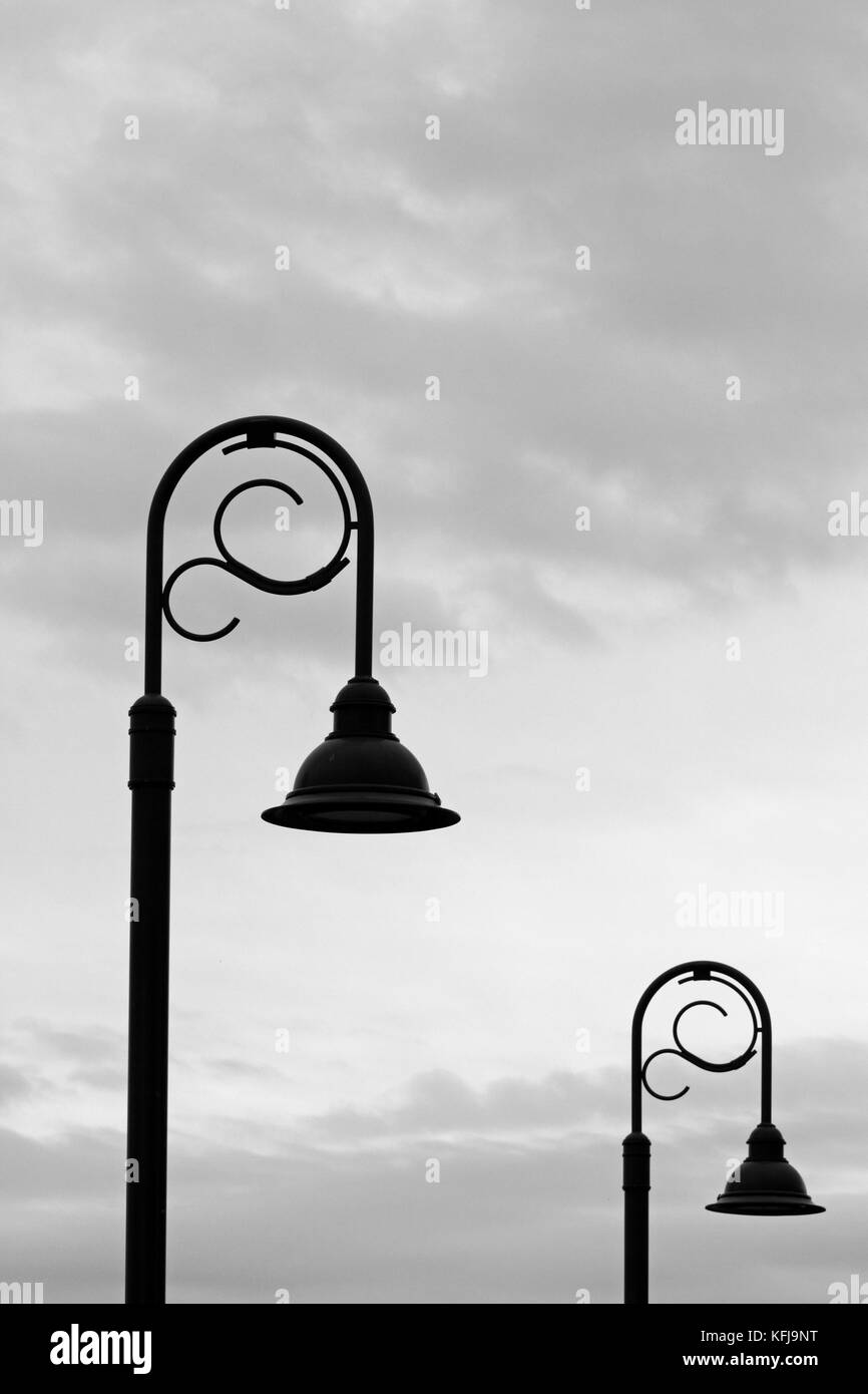 Street lights in black and white. Cape May, New Jersey, USA Stock Photo