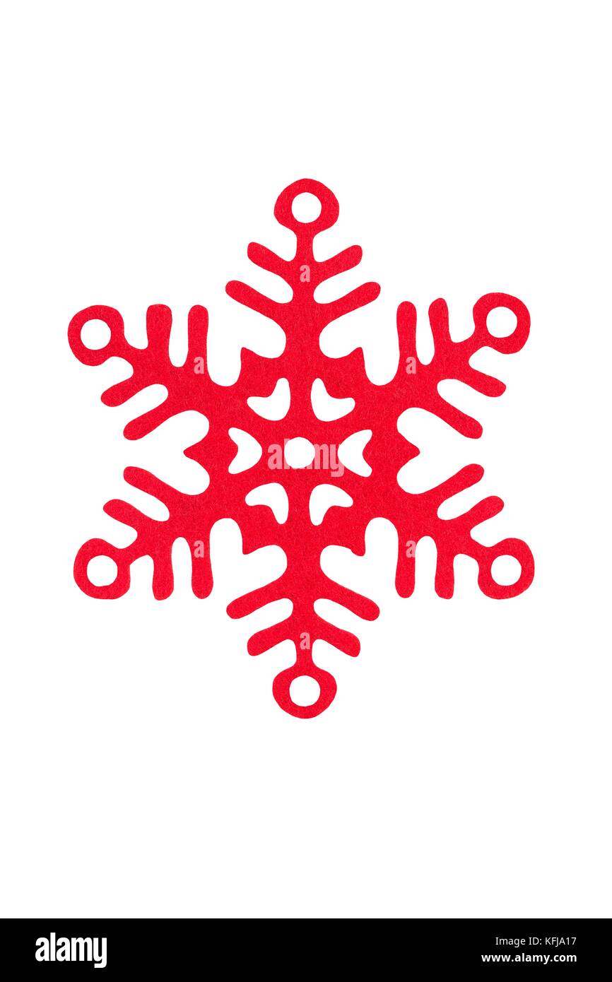 Red Christmas snowflake isolated on white background Stock Photo
