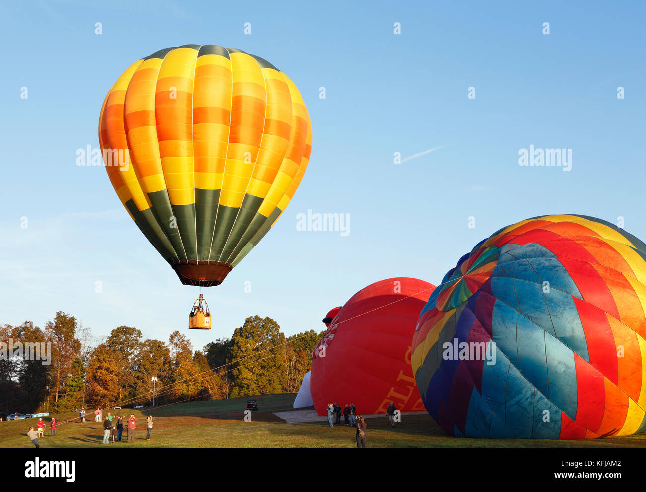 Carolina Balloon Festival, Statesville, North Carolina. Hot air balloons are getting ready for