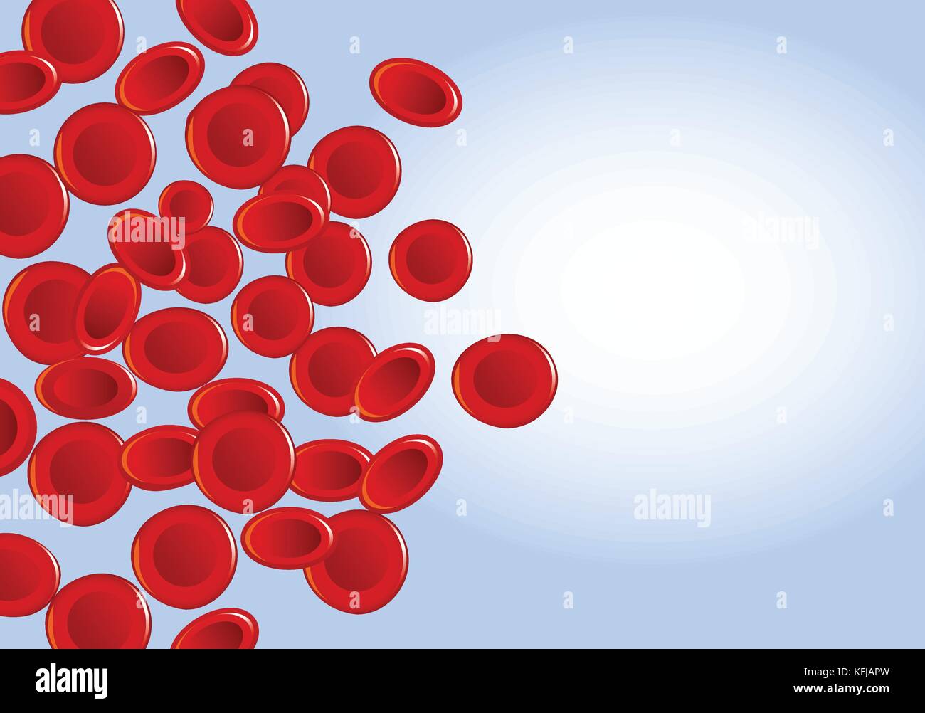 Red blood cells on blue background. Stock Vector