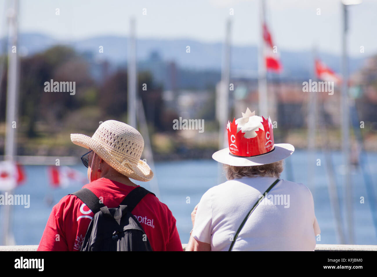 People celebrating Canada Day on July 1.  Victoria BC, Canada Stock Photo