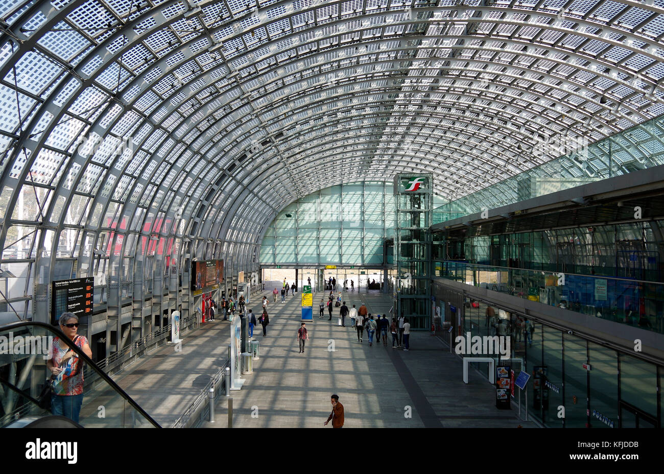 Porta Susa railway station, Turin, Torino, Italy, high-tech arched structure368 m long, 30 m span. Stock Photo