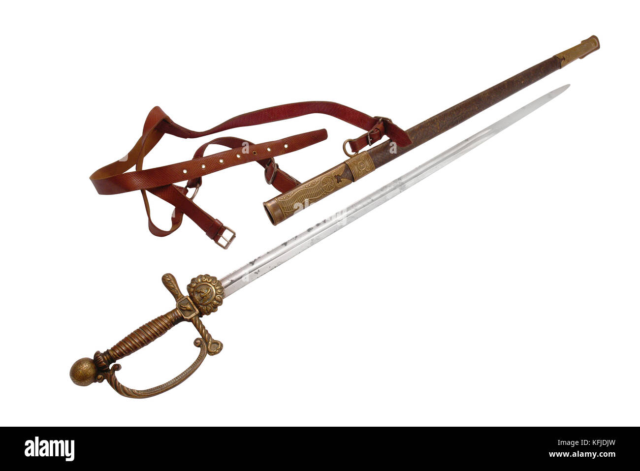Sword (rapier) of Austria-Hungary railway official (functionary) with scabbard. Ent of the 19th century. Stock Photo