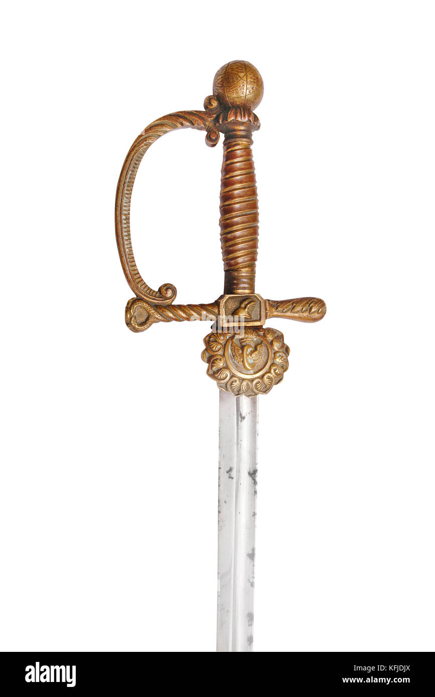 Part of sword (rapier) of Austria-Hungary railway official (functionary) with scabbard. Ent of the 19th century. Stock Photo