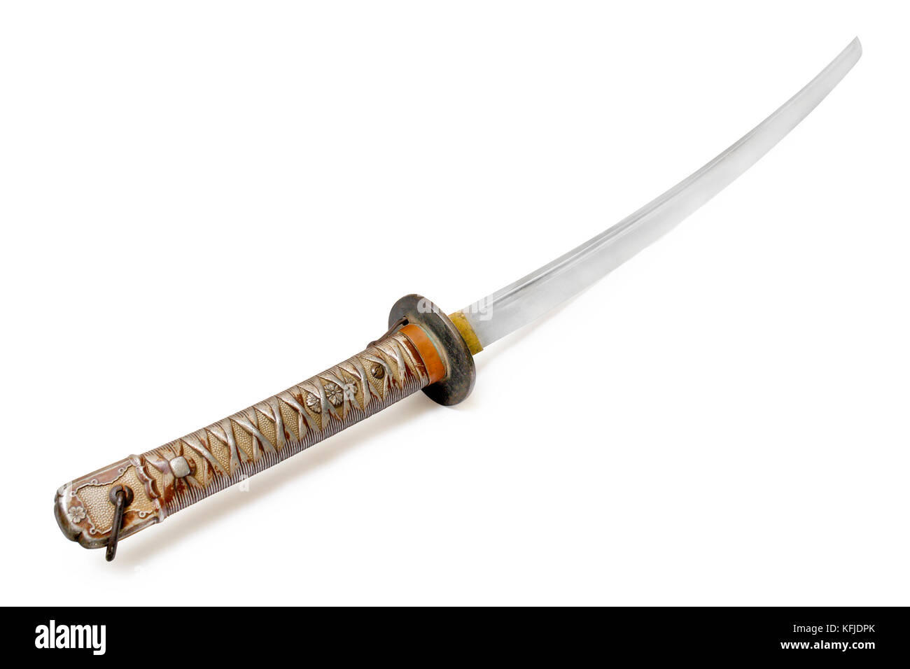 Japanese sergeant's 'new military sword (1939-44). Isolated path on the white background Stock Photo