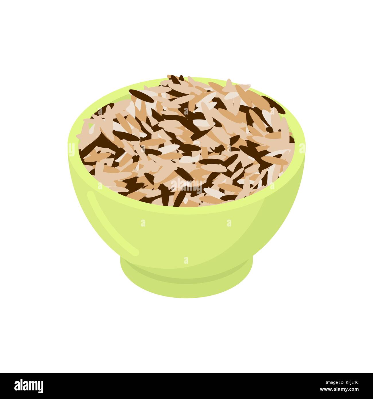Bowl of wild rice cereal isolated. Healthy food for breakfast. Vector
