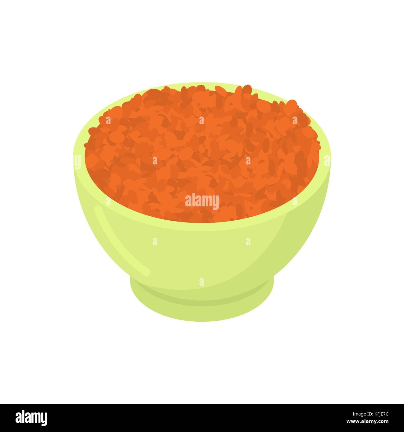 Bowl of red lentils cereal isolated. Healthy food for breakfast. Vector illustration Stock Vector