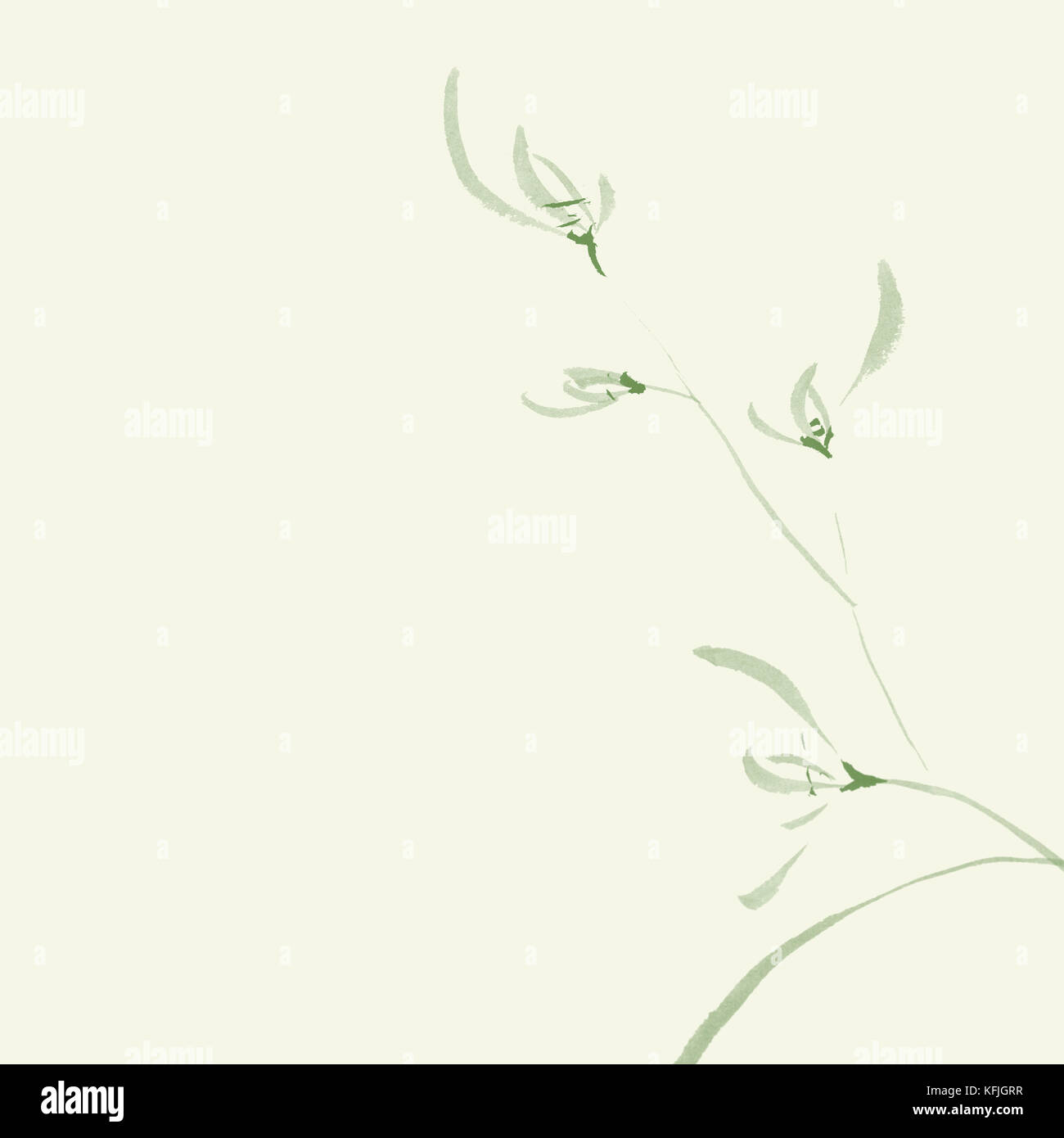 Elegant Japanese Zen art design in organic natural colors of Flowers of