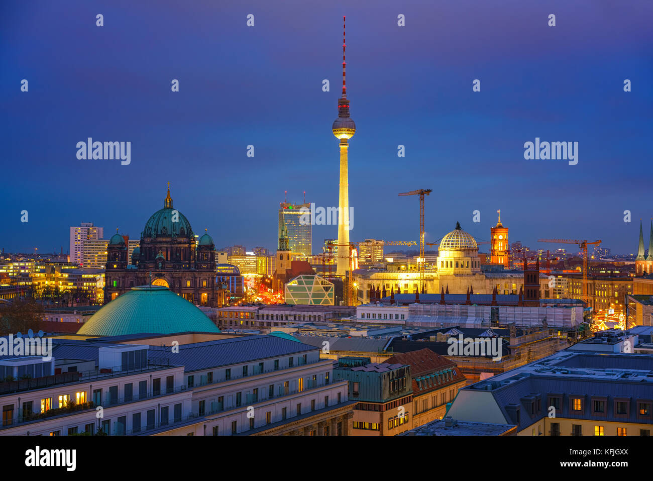 Aerial view of Berlin at night, Germany Stock Photo - Alamy