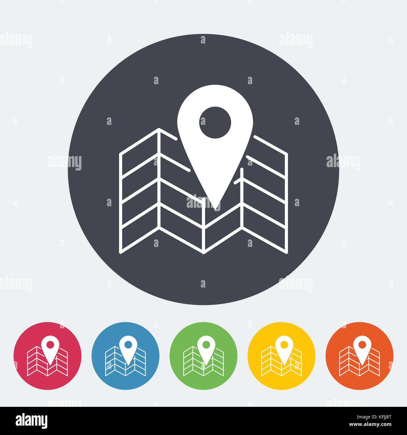 Map with point. Single flat icon on the circle button. Vector ...
