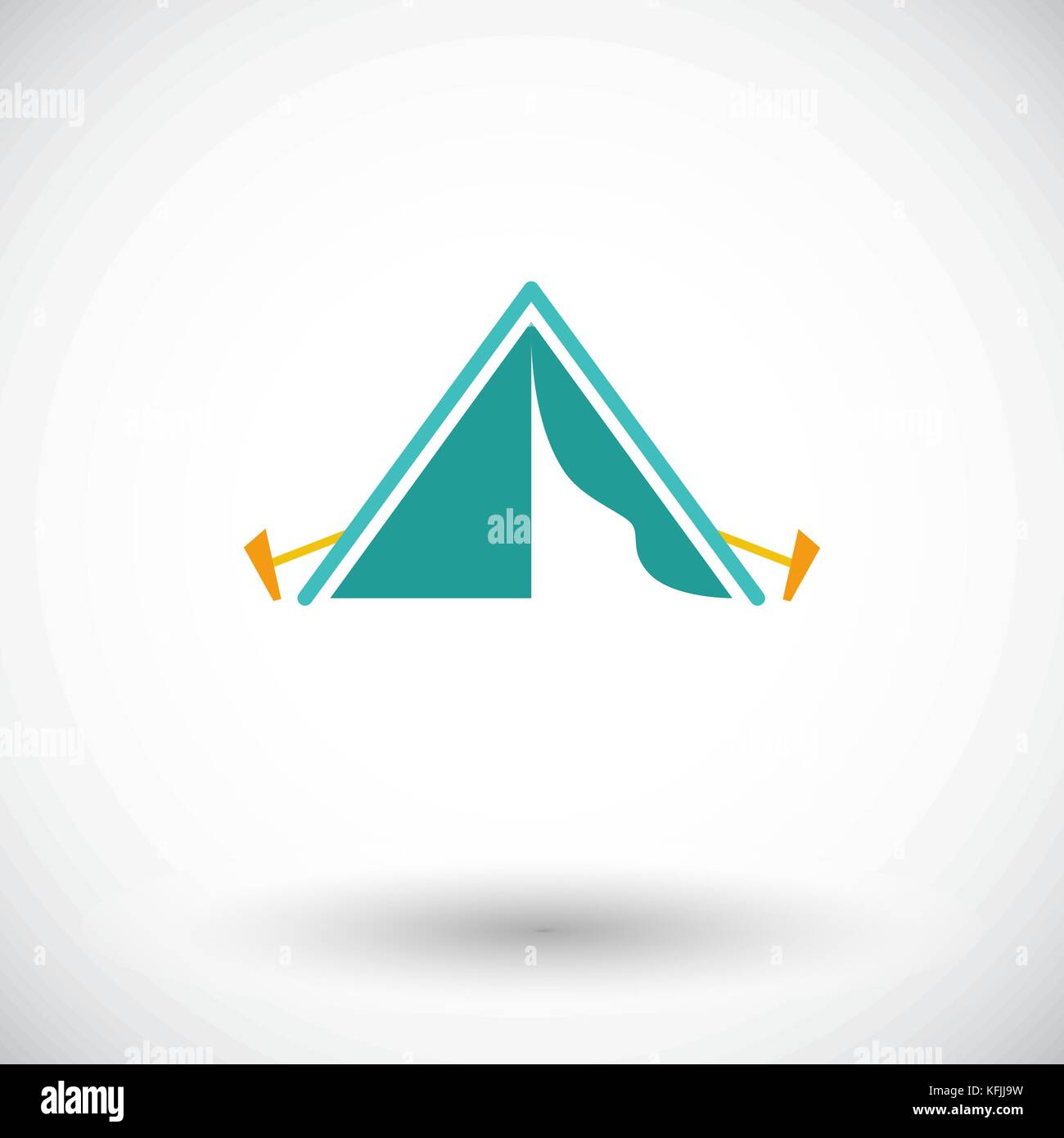 Tourist tent. Single flat icon on white background. Vector illustration ...