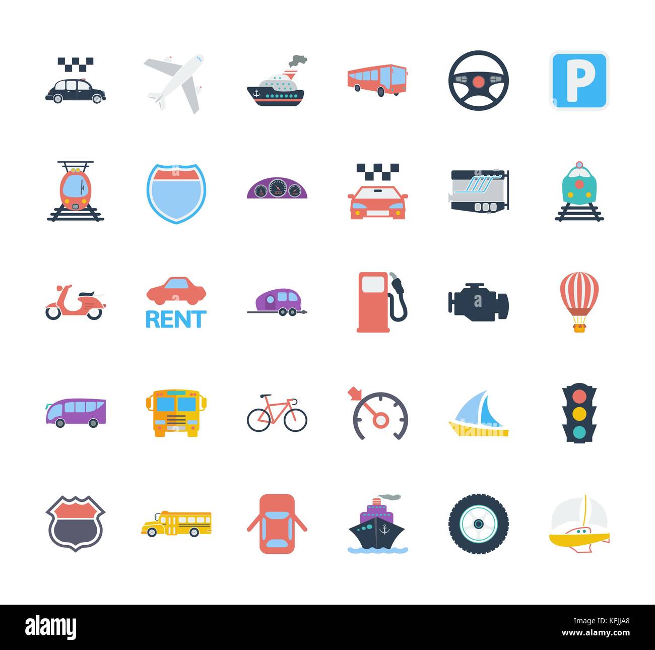 Transportation icons set. Flat vector related icons set for web and mobile applications. It can be used as - logo, pictogram, icon, infographic elemen Stock Vector
