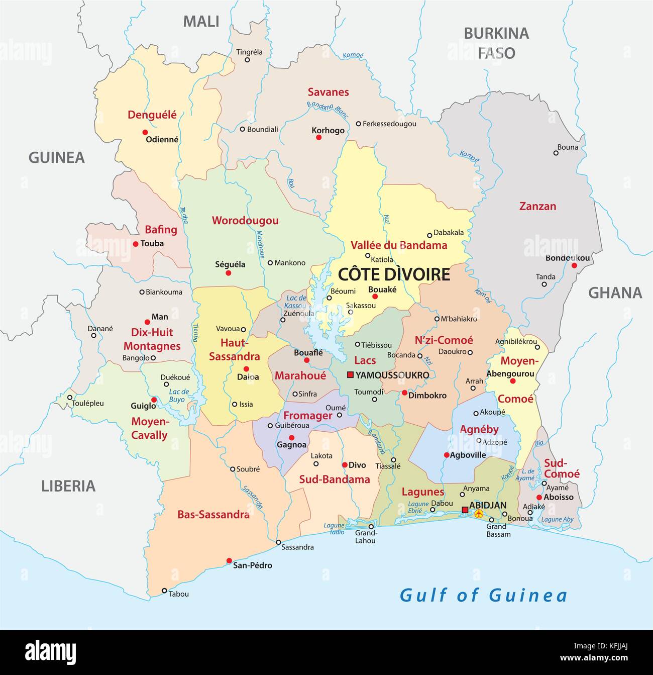 Ivory Coast Administrative And Political Vector Map KFJJAJ 