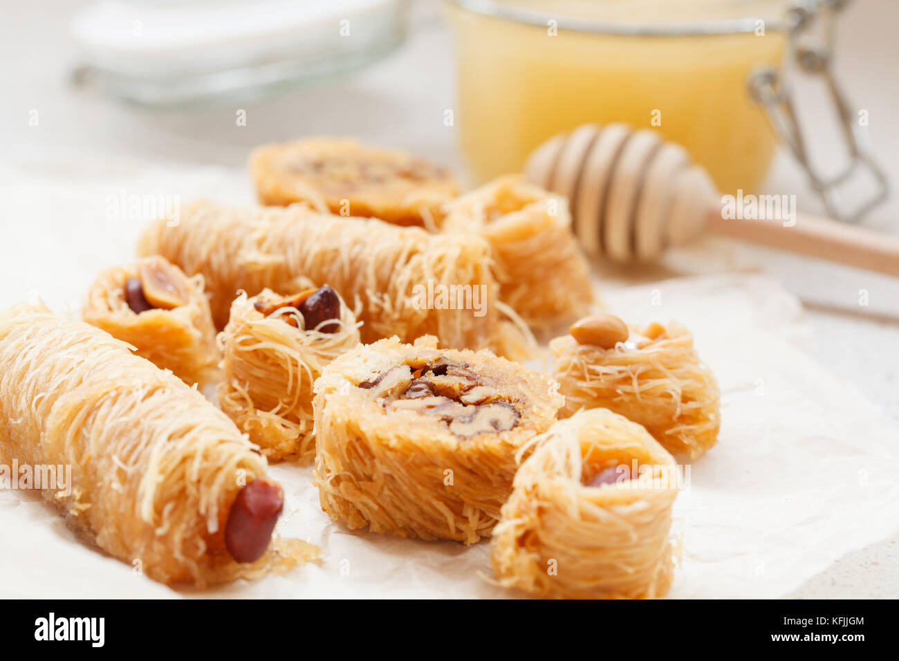 Traditional Arabic dessert baklava with honey and nuts Stock Photo Alamy