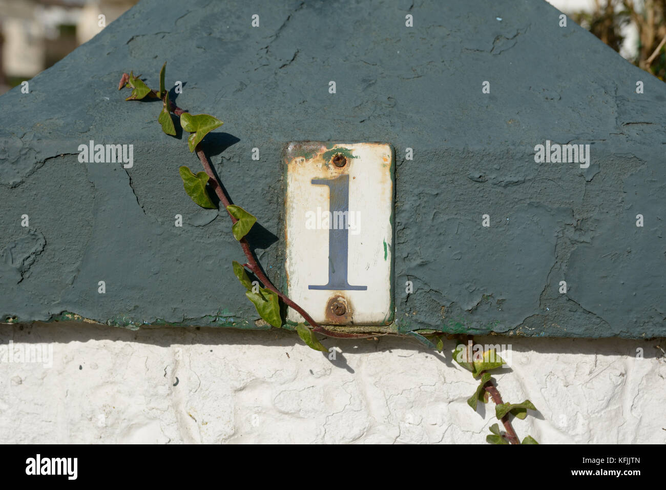 House number 1 sign on wall Stock Photo Alamy