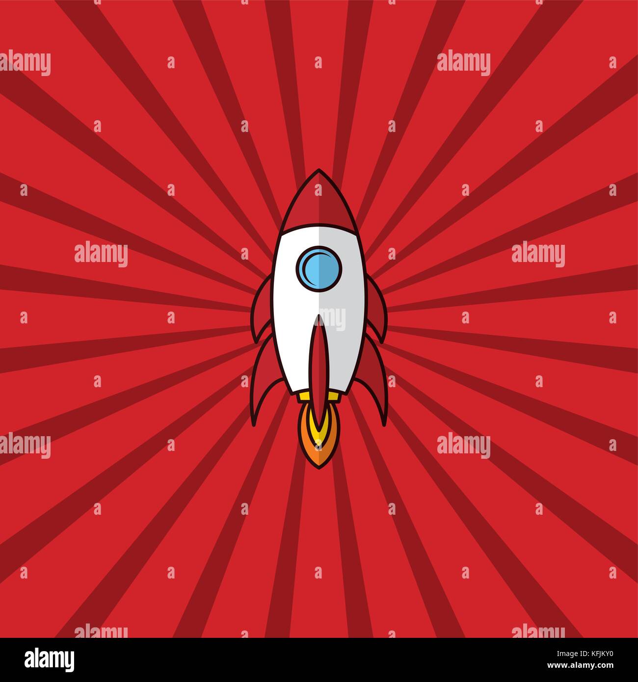 space ship rocket retro red theme vector art Stock Vector Image & Art ...