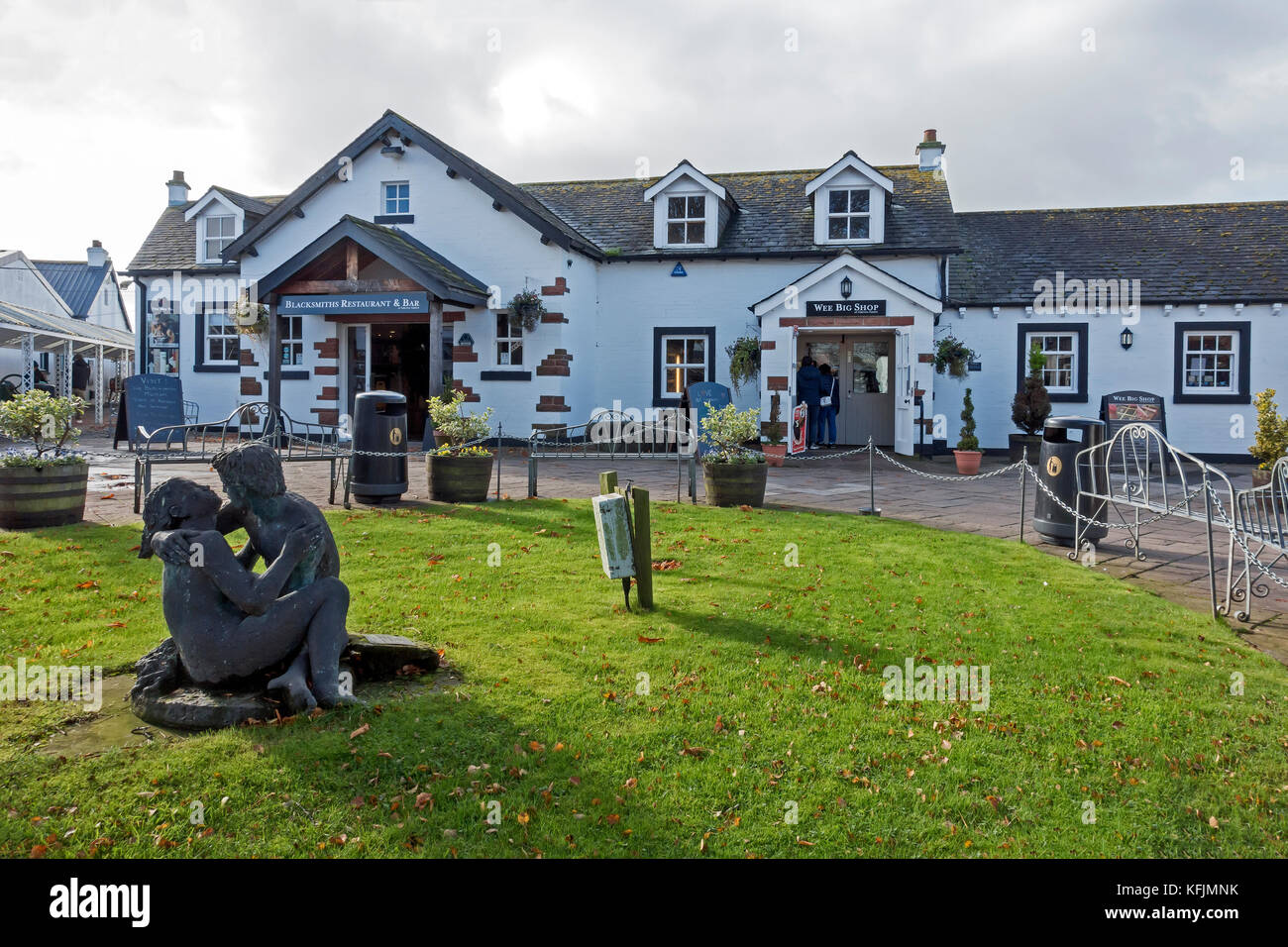 Entrance to the Blacksmiths Restaurant & Bar and Wee Big shop atGretna Green Gretna Dumfries & Galloway Scotland UK Stock Photo