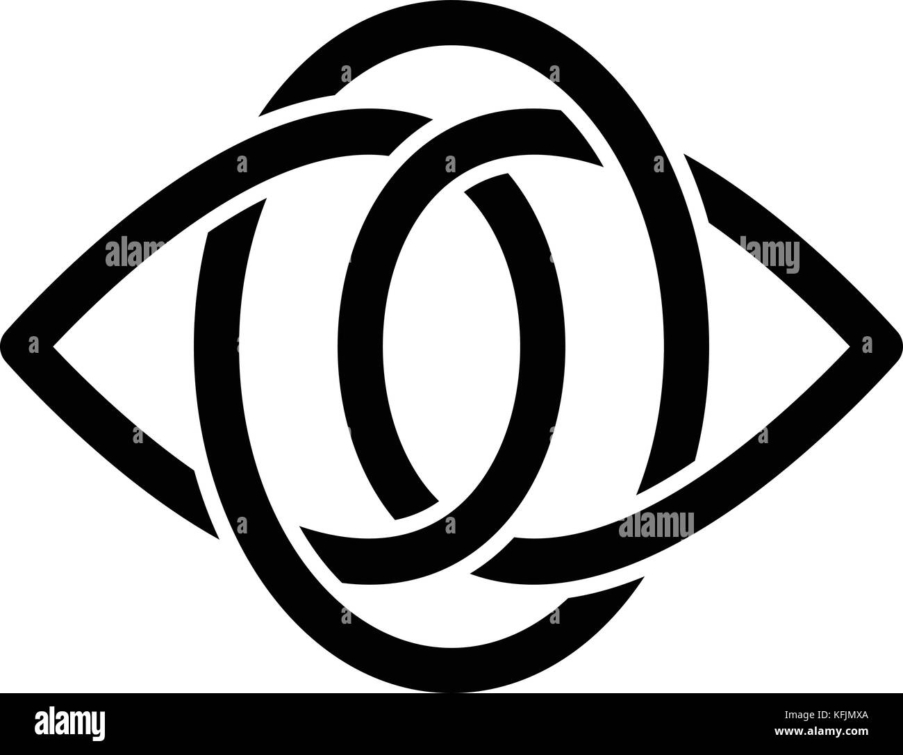 overlapping line floral shape - celtic theme sign vector art Stock Vector