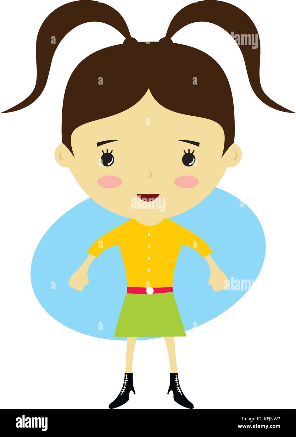 cute happy little woman adorable girl cartoon vector art Stock Vector