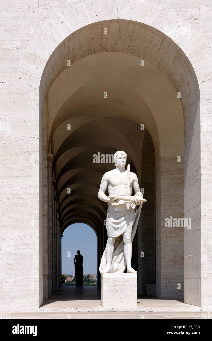 Classical statues surround the Palazzo della Civilta Italiana, known as