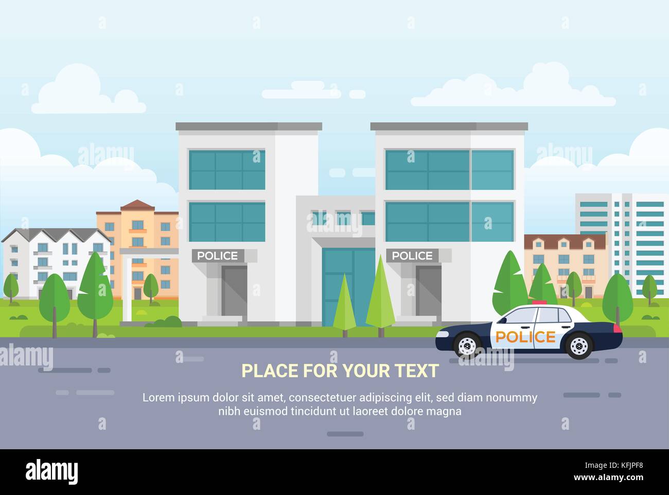 City police station with place for text - modern vector illustration Stock Vector
