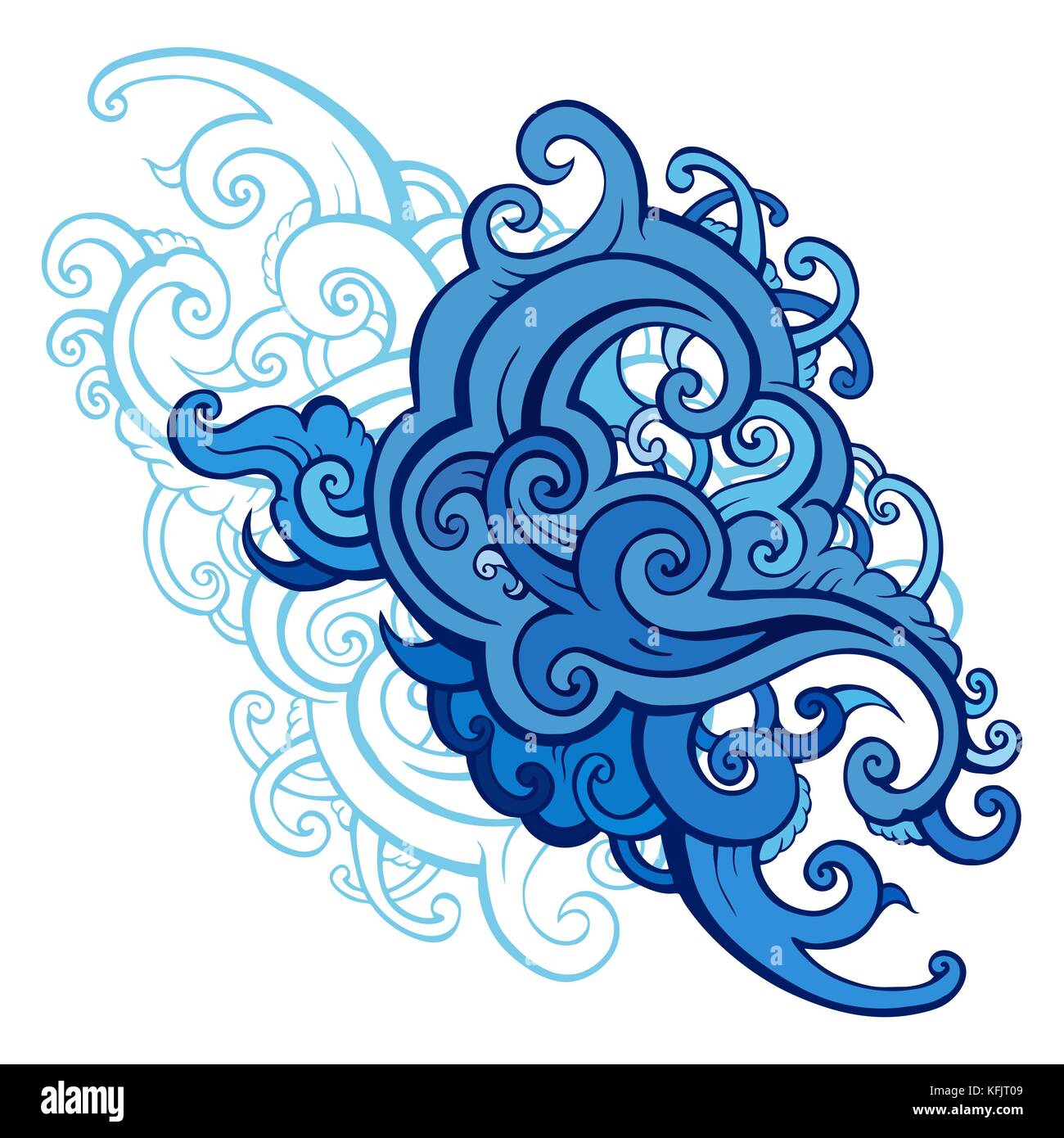 Sea waves set. Hand drawn vector illustration. Design element Stock ...