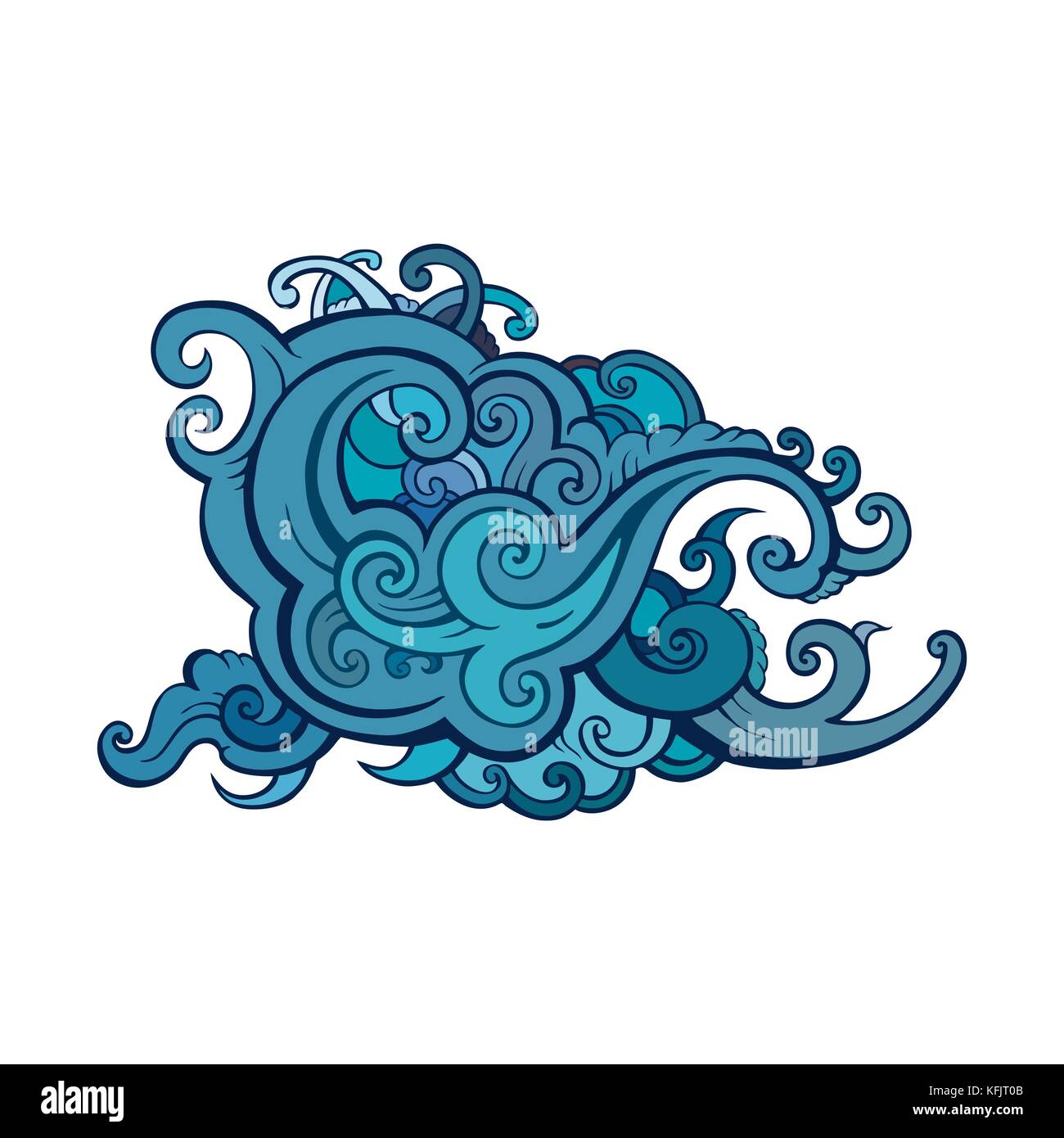 Sea waves set. Hand drawn vector illustration. Design element Stock ...