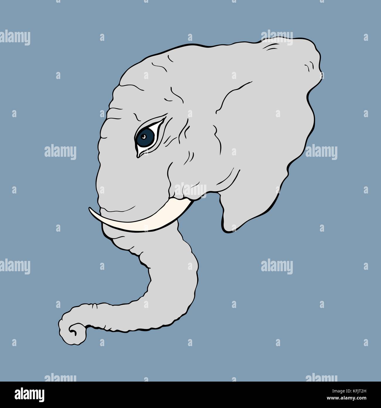 Head of elephant. Hand drawn Vector illustration Stock Vector Image ...