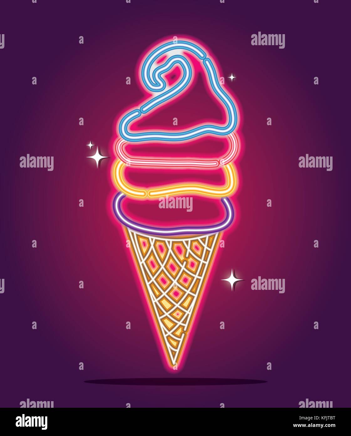 ice cream neon sign decoration design Stock Vector Image & Art - Alamy