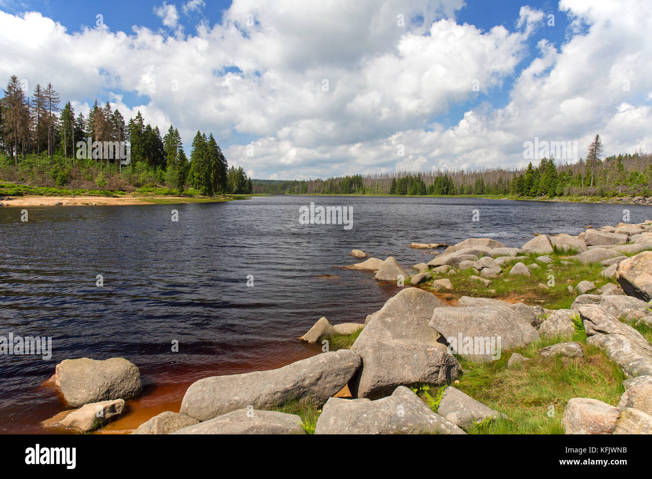 Oderteich, historic reservoir near Sankt Andreasberg in the Upper Harz National Park, Lower Saxony, Germany Stock Photo