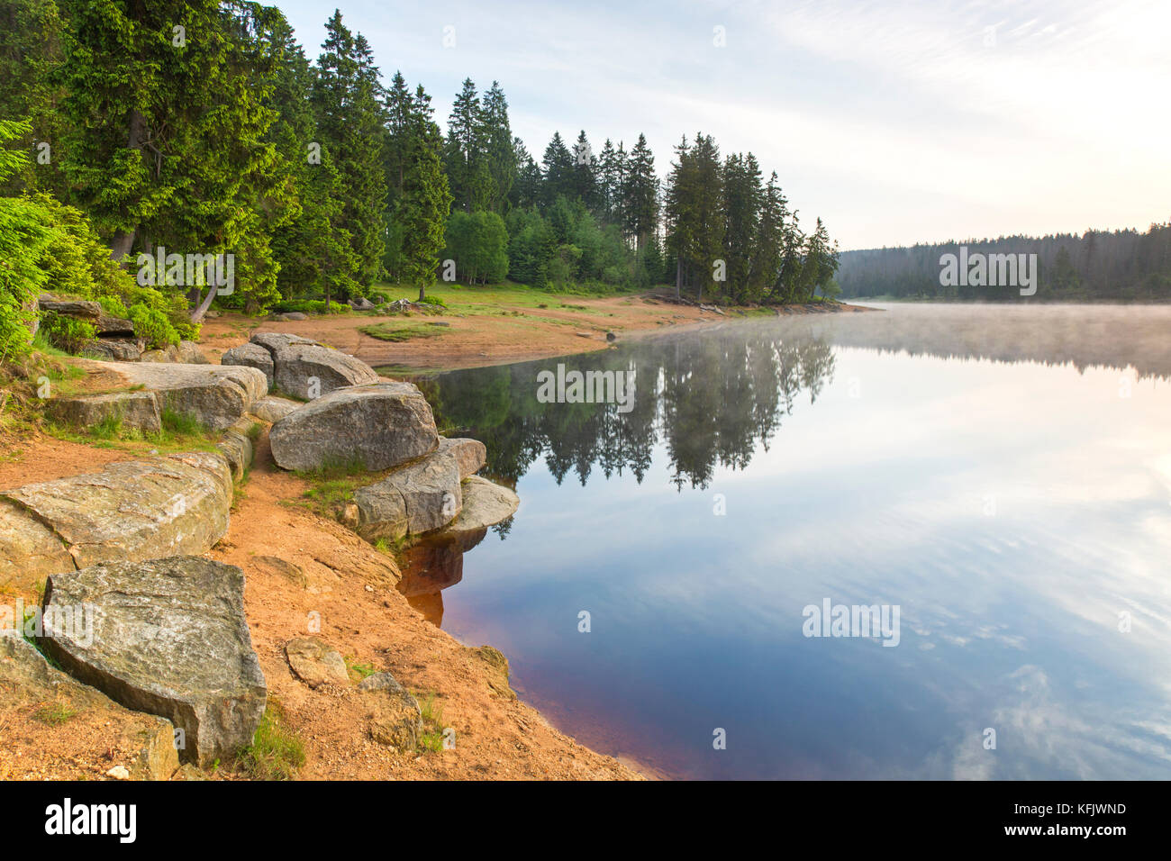Oderteich, historic reservoir near Sankt Andreasberg in the Upper Harz National Park, Lower Saxony, Germany Stock Photo