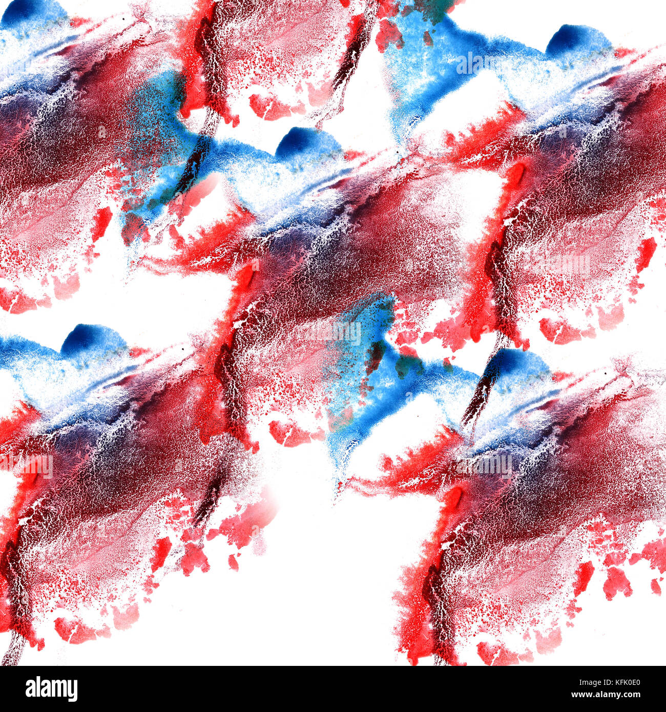 paint  splash red, blue ink  blot and white  abstract art brushe Stock Photo