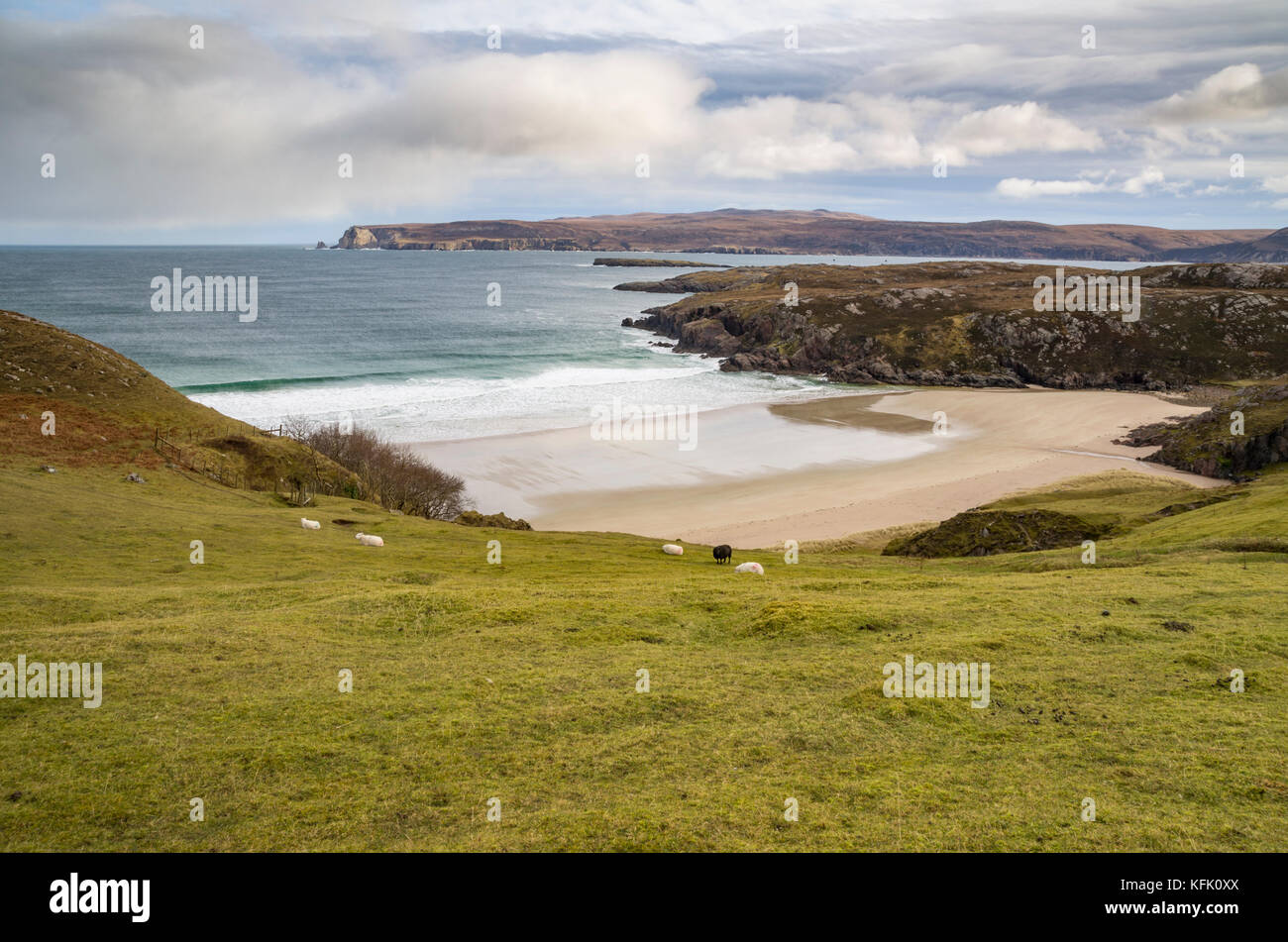 Ceannabeinne Beach, North Coast of Sutherland, Scottish Highlands, Scotland Stock Photo