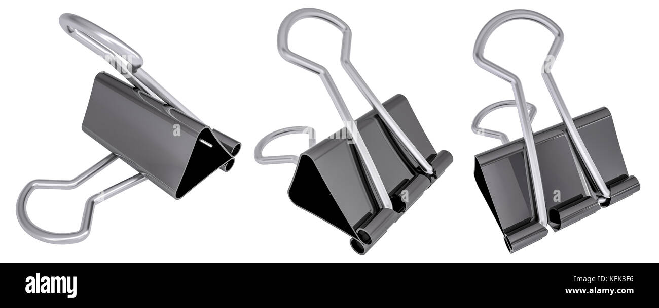 Set of black metallic paper clips Stock Photo Alamy
