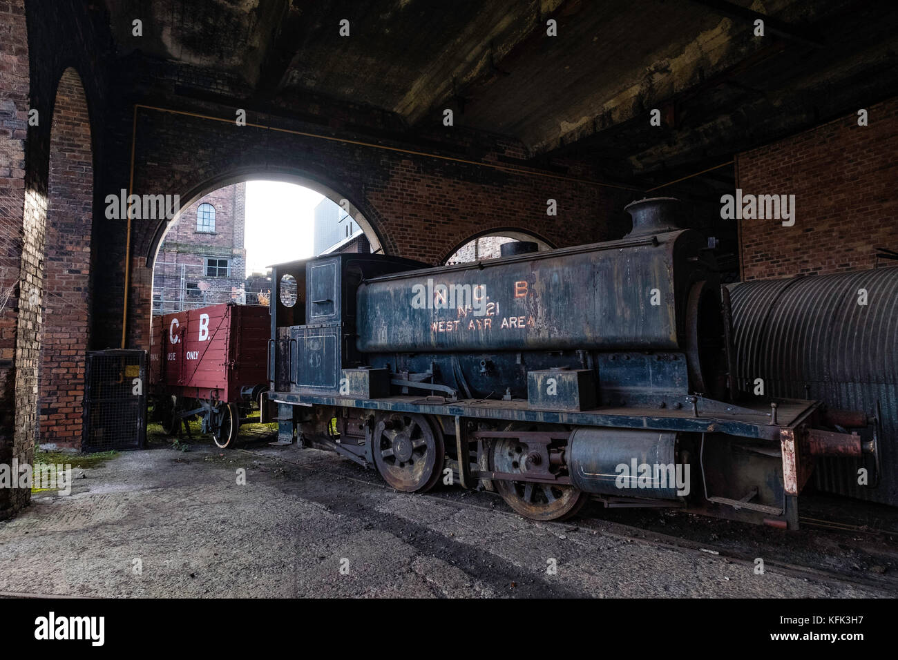 Old steam locomotive at the National Mining Museum at Newtongrange in Scotland, United Kingdom. Stock Photo
