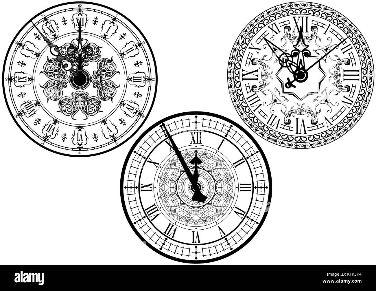 Clock Faces with Ornamental Decoration Stock Vector Image & Art Alamy