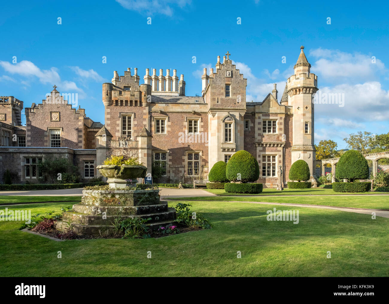 View of Abbotsford House the former home of Scottish writer Sir Walter