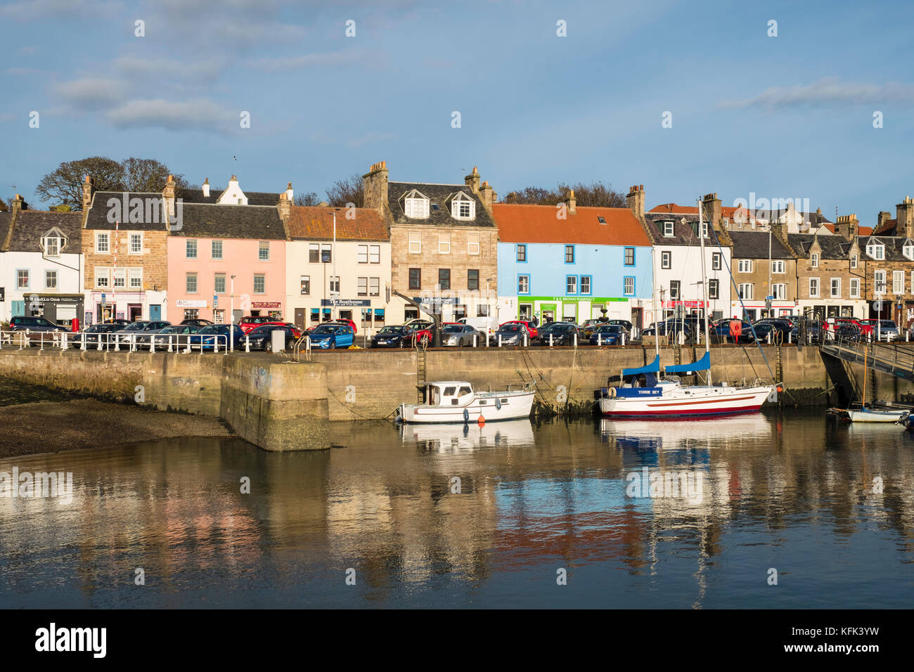 View of harbour of  Anstruther fishing village in East Neuk of Fife in Scotland, United Kingdom Stock Photo
