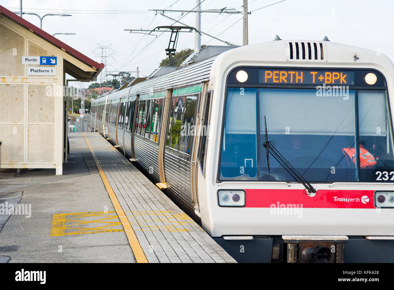 A Transperth train arrives at the Burswood train station in Burswood, a suburb in the east of A Transperth train arrives at the Burswood train station in Burswood, a suburb in the east of