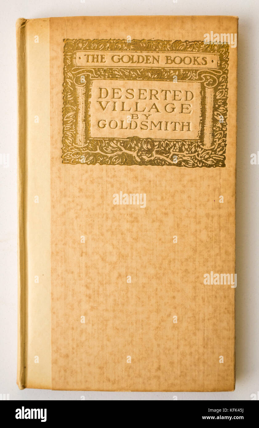 Early 20th century American hard cover book from the Golden Series, Deserted Village poetry by Irish author Oliver Goldsmith Stock Photo