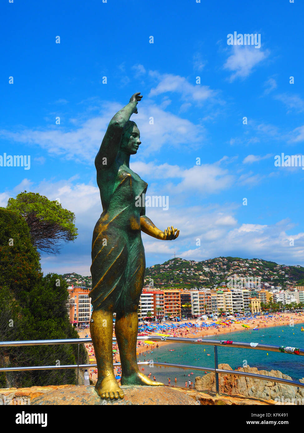 Monument to wife's sailor (Dona Marinera) in Lloret de Mar, Spain Stock