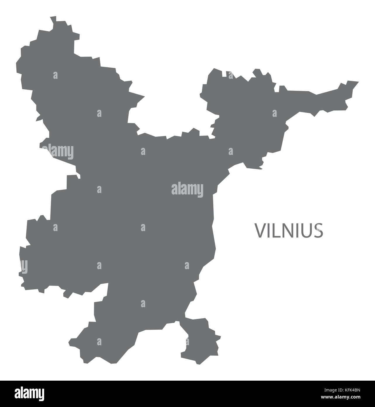 Vilnius county map of Lithuania grey illustration silhouette shape Stock Vector