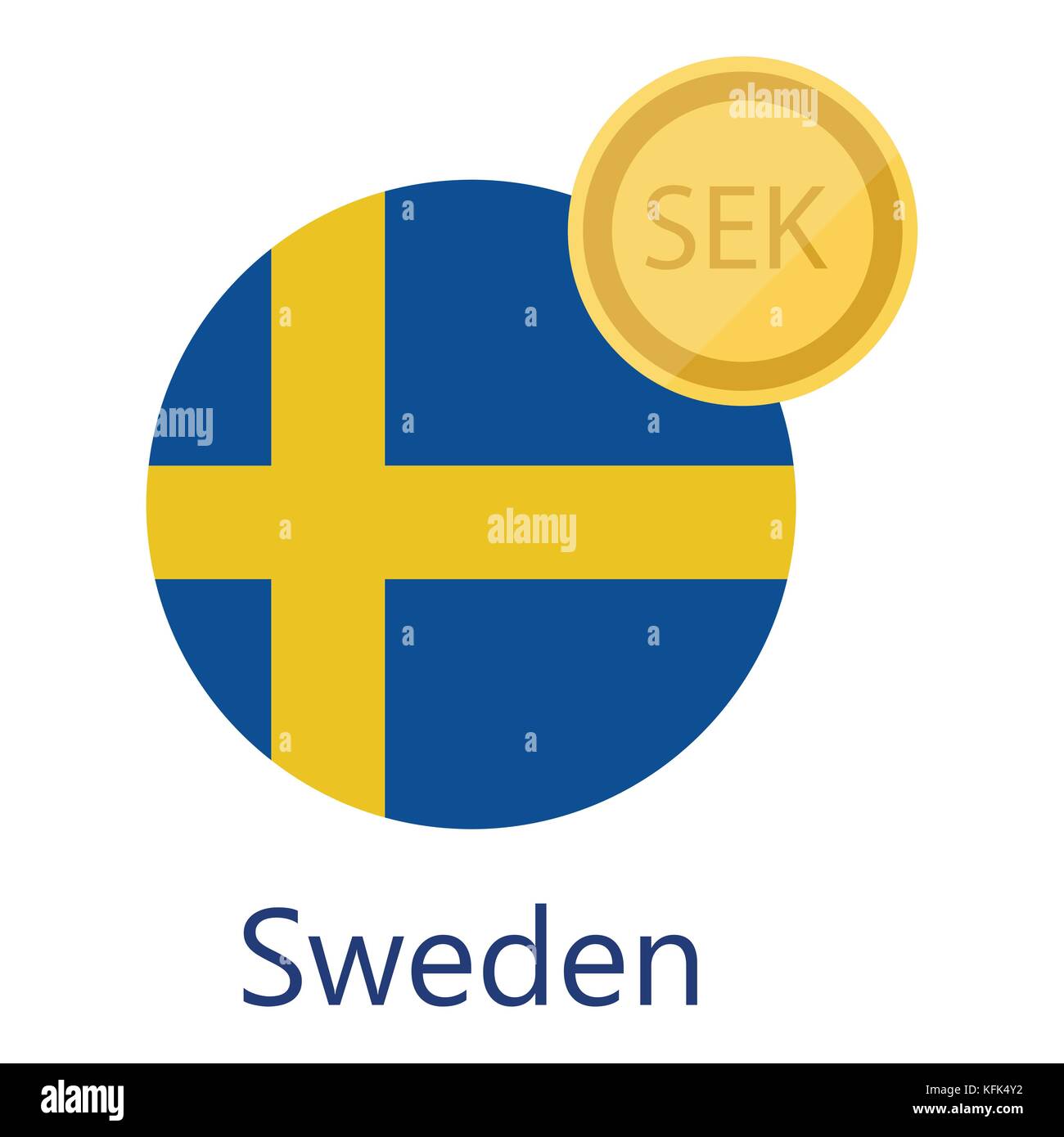 Vector illustration round Sweden flag and currency symbol SEK. Swedish Krona  Stock Vector Image & Art - Alamy