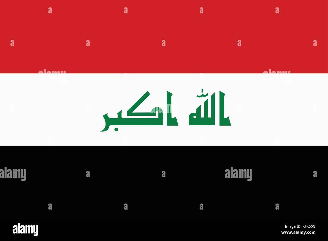 Vector illustration Iraq flag icon isolated on white background. Rectangle national flag of Iraq. Flag button Stock Vector