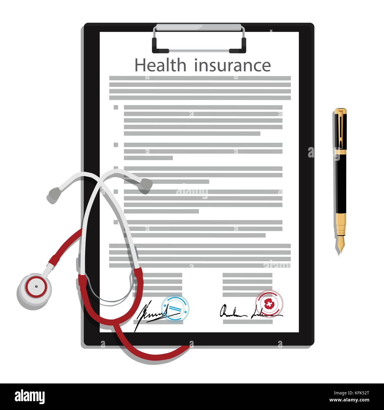Vector illustration health, medical insurance concept design. Clipboard ...