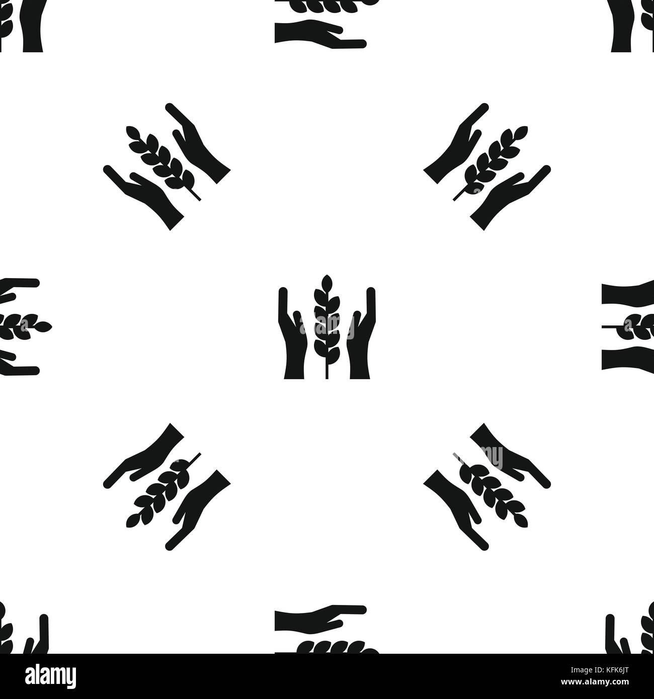 Hands and ear of wheat pattern seamless black Stock Vector Image & Art ...