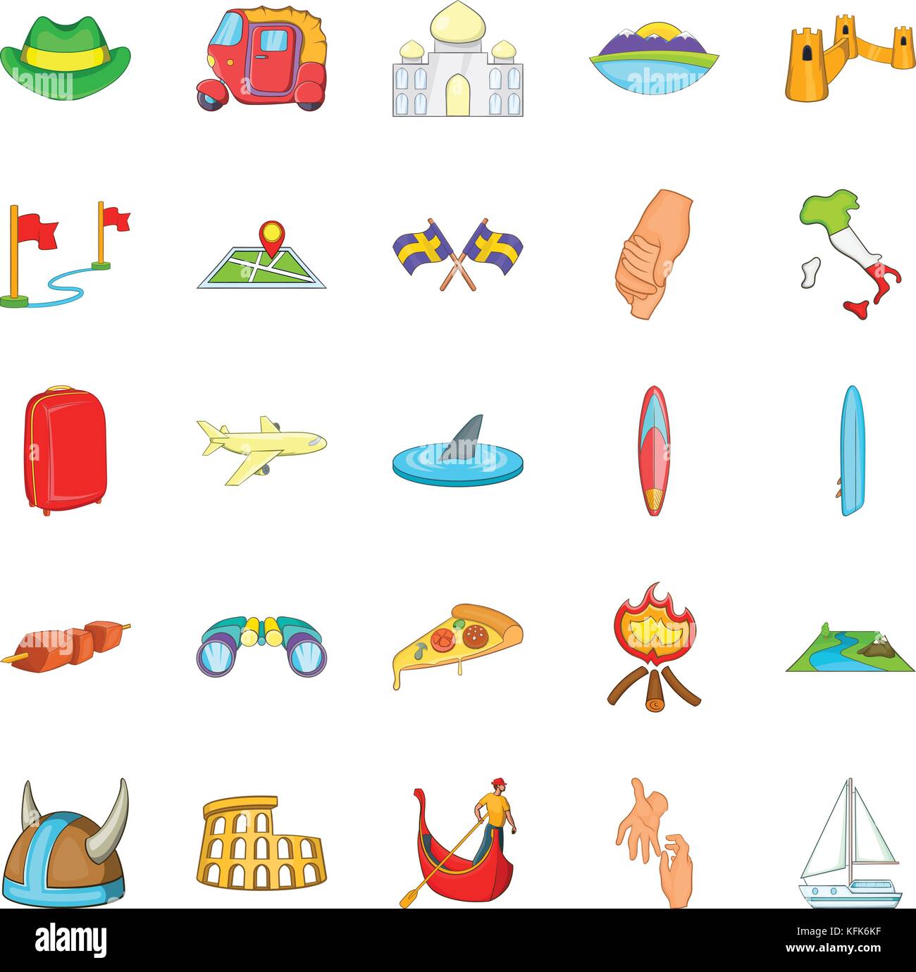 Beach view icons set, cartoon style Stock Vector Image & Art - Alamy