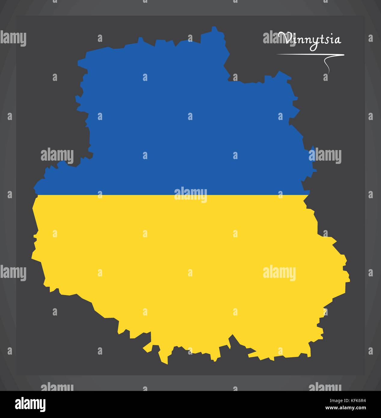 Vinnytsia map of Ukraine with Ukrainian national flag illustration Stock Vector