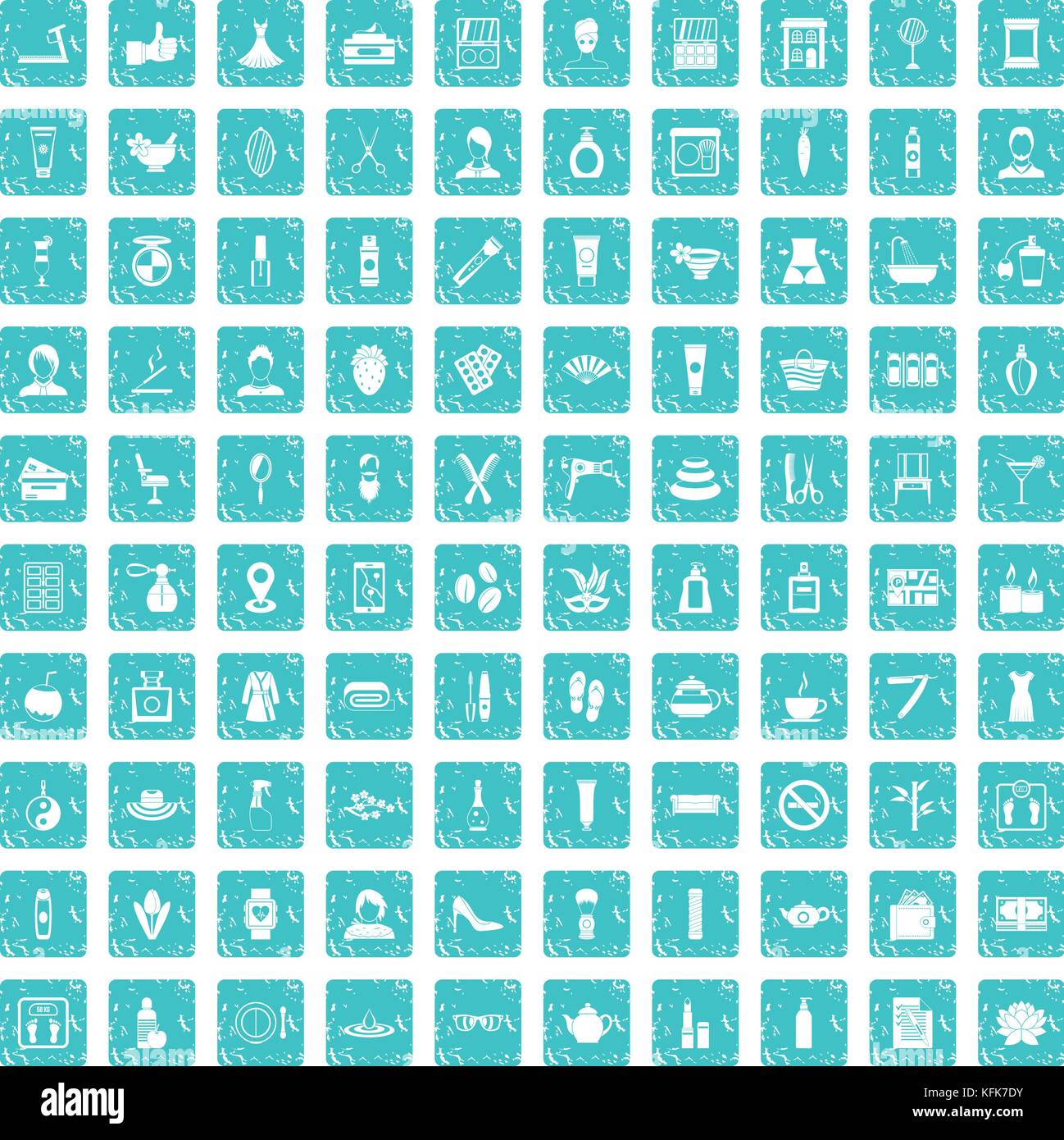 100 beauty salon icons set grunge blue Stock Vector Image & Art - Alamy
