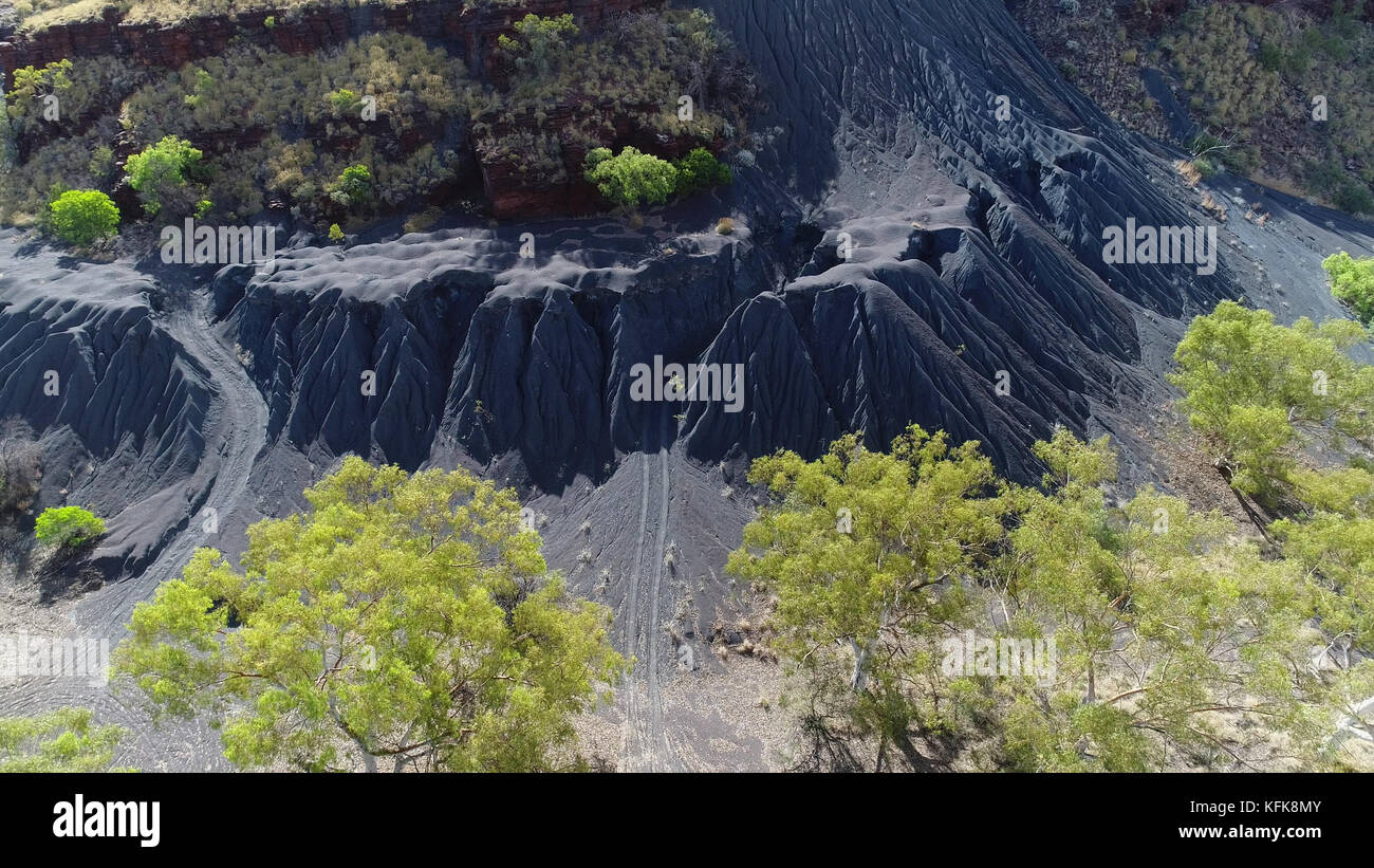 Asbestos tailings dump seen from the air, Wittenoom, Pilbara, Western